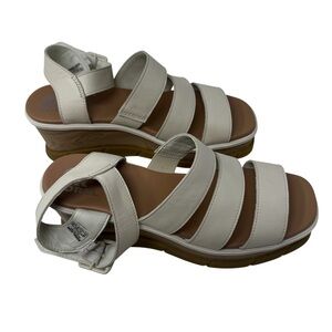 Sorel Ankle Strap Platform Wedge Sandal Cream Joanie III. Size 9 1/2